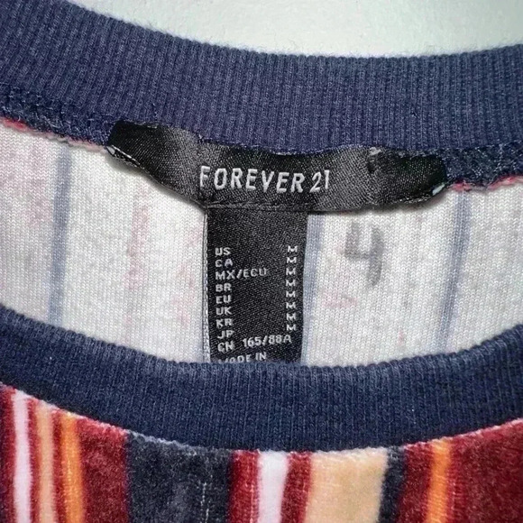 Women's Forever 21 Red & Blue Striped Velvet Sweater Size M - Picture 6 of 10